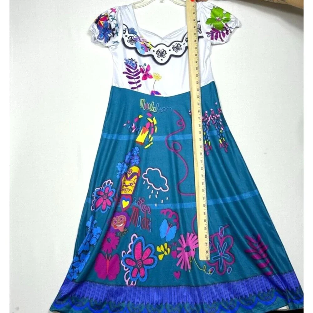 E Bei K kids Wear 150 Girls Dress 12 Encanto Blue White Floral Sweetheart Neck